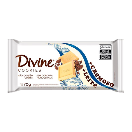 Choc divine cremoso 70g branco c/cookies