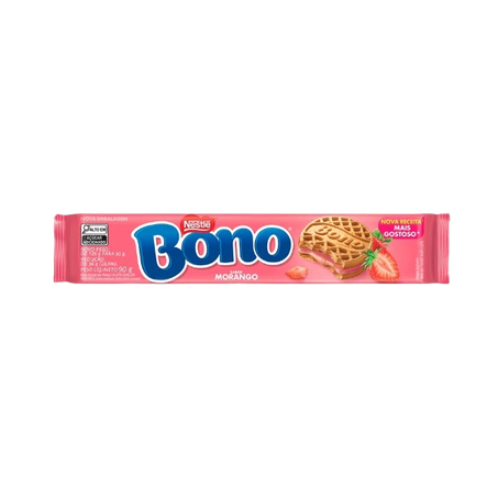 Biscoito nestlé recheado bono morango pacote 90g