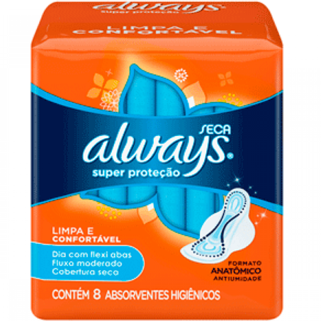 Absorvente always 8un seca pequeno com abas