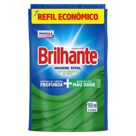 Lava Roupa Líquido Brilhante Higiene Total Refil 900ml