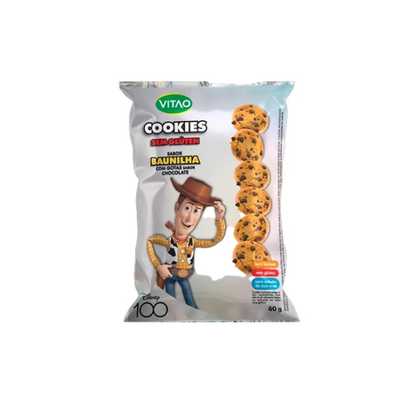 Biscoito cookies s/gluten baunilha disney vitao 60g
