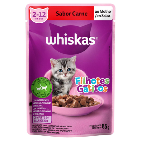 Ração Whiskas 85g - Filhotes - Carne - Sachê