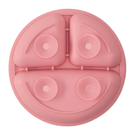 PRATO BUBA INFANTIL COM DIVISÓRIA VENTOSA SILICONE ROSA 1 PEÇA 360-1