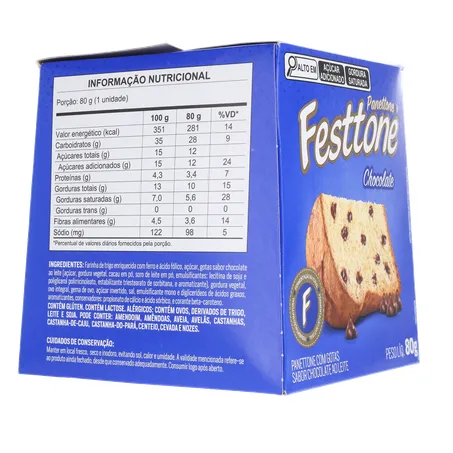 Panettone festtone mini chocolate cx 80g 360-30