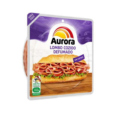 Lombo fatiado cozido defumado aurora pacote 200g