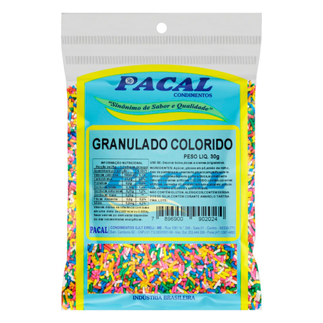 Confeito Granulado Colorido Pacal 30g | Super Koch
