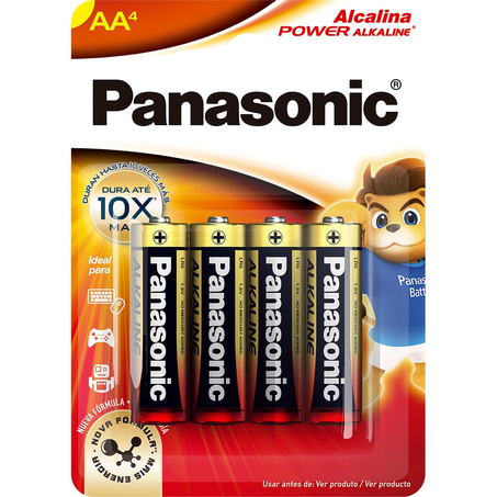 Pilha Alcalina Panasonic AA - Com 4 Pilhas