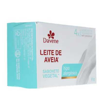 Sabonete Barra Vegetal Davene sem Perfume Leite de Aveia Clássico Caixa 90gr 360-31