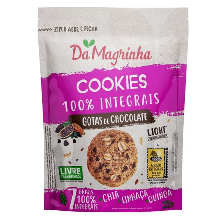 Biscoito Cookie Integral Gotas de Chocolate Light Da Magrinha 7 Grãos