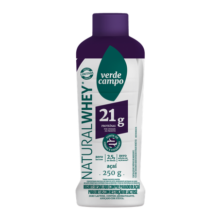 Iogurte Natural Whey Açaí 21g de Proteína Verde Campo 250g