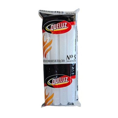 VELA QUELUZ BRANCA N5 20,5G COM 8 UNIDADE