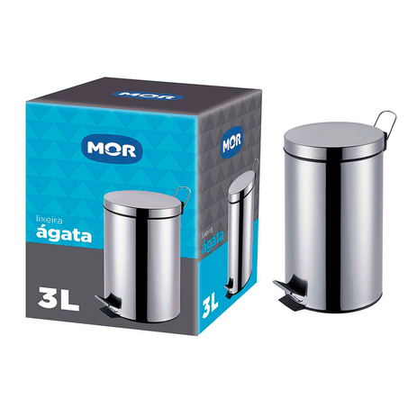 LIXEIRA MOR INOX AGATA C/PEDAL 3L