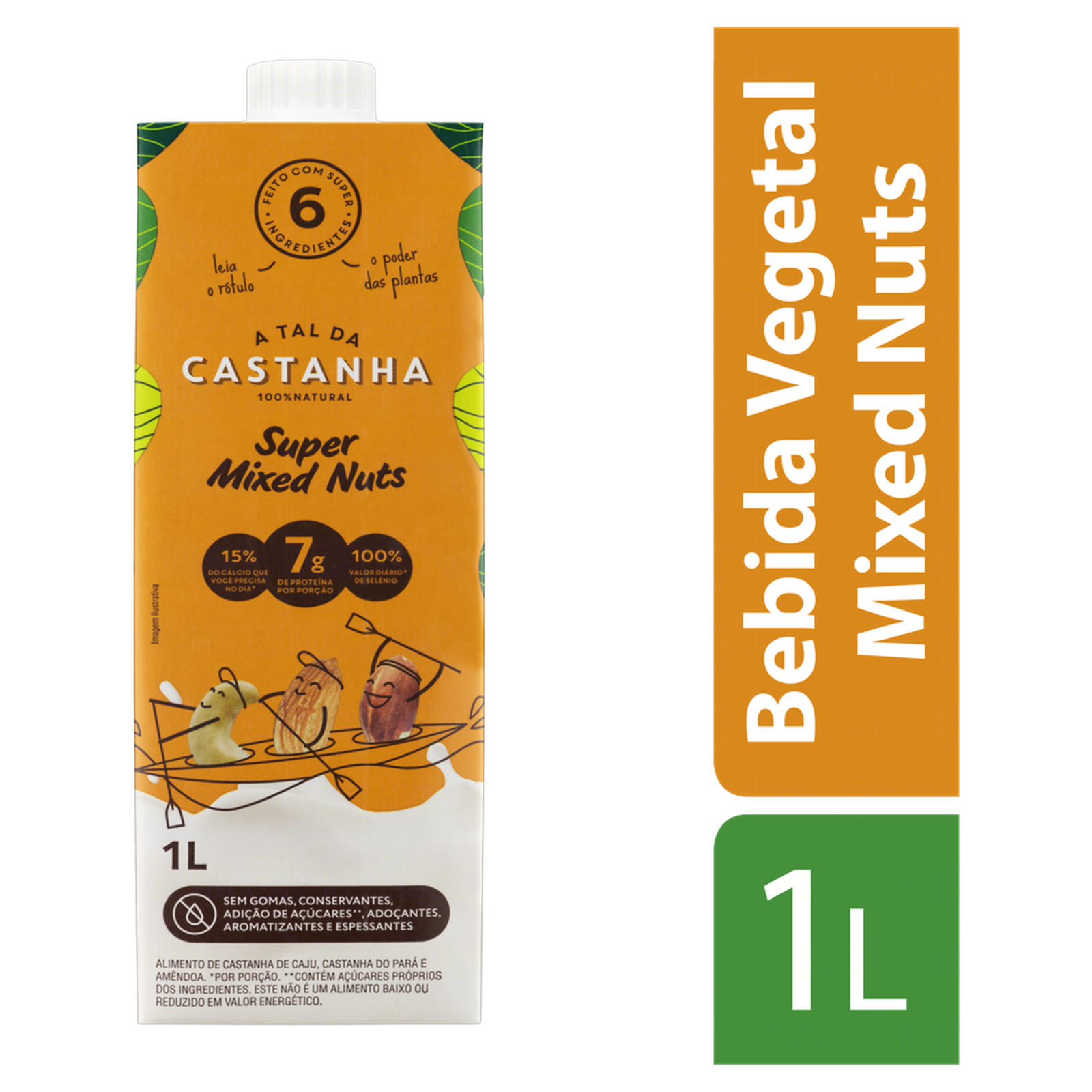 Bebida Castanha-do-Pará e Amêndoa Super Mixed Nuts sem Adição de Açúcar A Tal da Castanha Caixa 1l