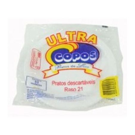 Prato Raso Descartável Ultra Copos Refeição Embalagem 10UN