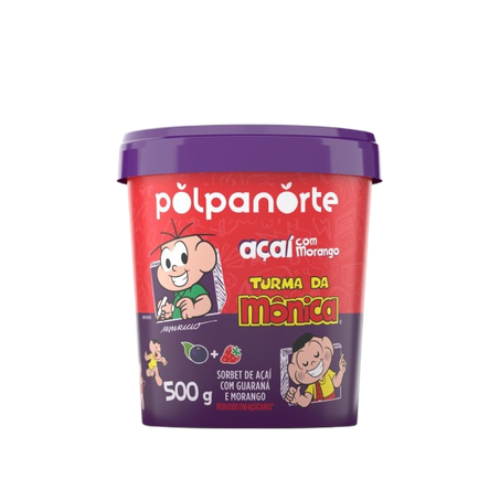 Sorbet Açaí Polpa Norte Com Guaraná e Morango Pote 500g 
 