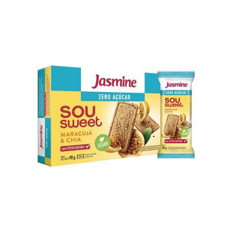 BISCOITO JASMINE SOU SWEET ZERO AÇÚCAR MARACUJÁ E CHIA 75G