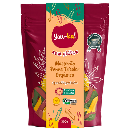 Macarrão You-Ka! Penne Tricolor Sem Glúten Orgânico 300g