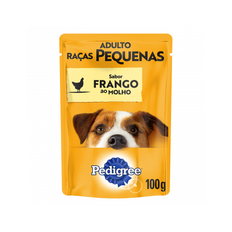 Ração pedrigree para cães adultos raças pequenas frango ao molho sachê 100g