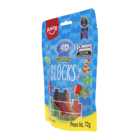 Bala de Gelatina Amos Gummy Blocks Sachê 72gr 360-4