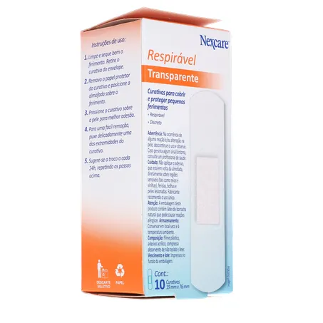 Curativo nexcare transparente respirável caixa c-10unid 360-14