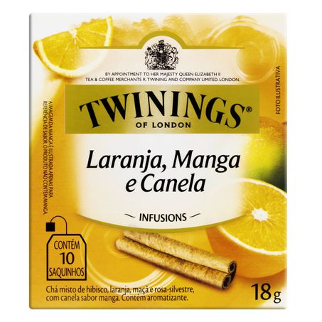 CHÁ MISTO LARANJA, MANGA E CANELA TWININGS COM 10 SACHÊS