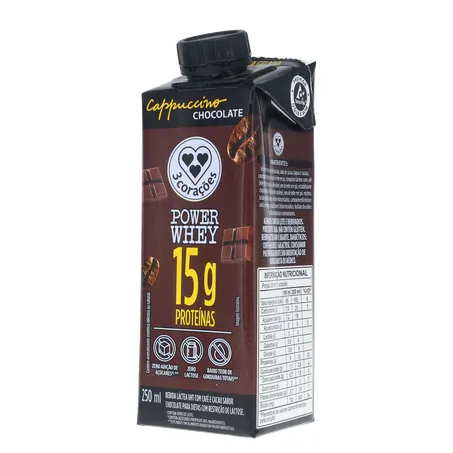 Bebida Láctea 3 Coracões 15g Proteínas Zero Lactose Cappuccino