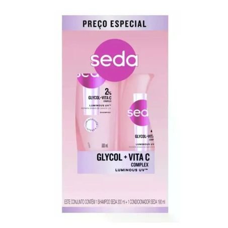 Kit seda shampoo 300ml + condicionador 190ml glycol + vitamina c