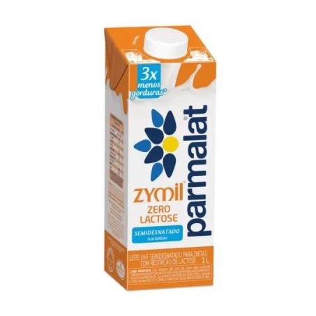 Leite UHT Semidesnatado Parmalat Zero Lactose Zymil  Caixa com Tampa 1lt