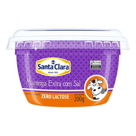 MANTEIGA SANTA CLARA ZERO LACTOSE COM SAL POTE 200G