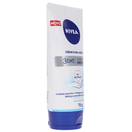 Creme hidratante nivea para mãos antibacteriano 3 em 1 bisnaga 75g 360-31