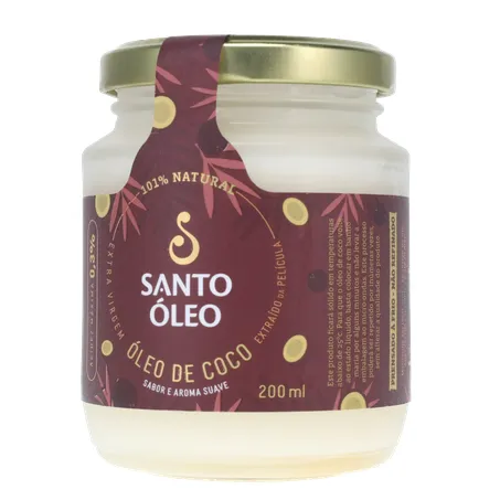 Óleo de Coco Santo Óleo Extra Virgem  Pote de Vidro 200ml 360-2