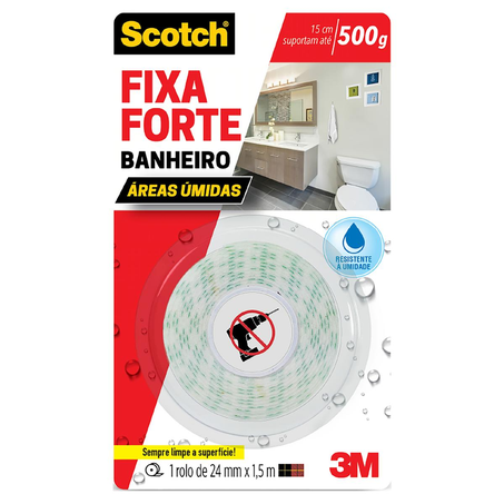 Fita Dupla-face Scotch Tam. 24mmx1m - Para Banheiro