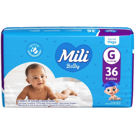 Fralda Mili Baby Mega Tam. G - Baby Mega - Com 36 Fraldas