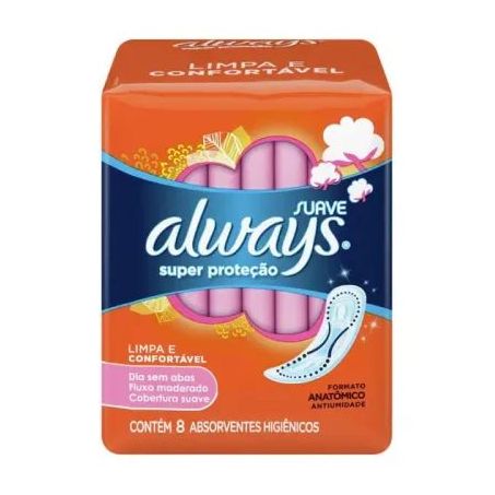 Absorvente Always Super Proteção Suave Sem Abasidades 8UN
