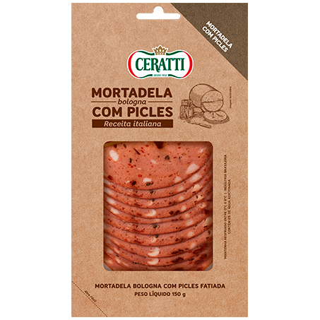 MORTADELA BOLOGNA FATIADA COM PICLES CERATTI