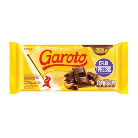 Choc Barra Garoto 80g Caju/Passas