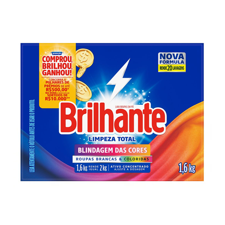 SABÃO PÓ BRILHANTE LIMPEZA TOTAL CX 1,6KG 