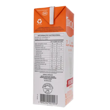 LEITE LONGA VIDA TIROL ZERO LACTOSE INTEGRAL 1L 360-29