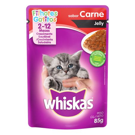 ALIMENTO PARA GATOS JELLY FILHOTES 2 A 12 MESES CARNE WHISKAS SACHÊ