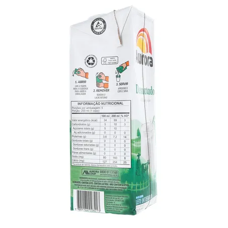 Leite aurora desnatado 1l 360-11