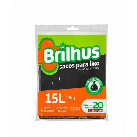 SACO DE LIXO BRILHUS REFORCADO 15L 20UN (082804)