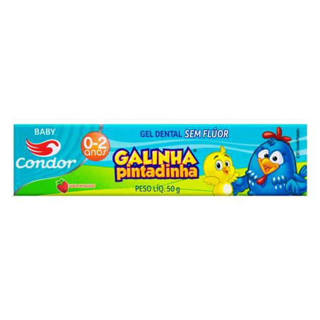 GEL DENTAL SEM FLÚOR MORANGO GALINHA PINTADINHA CONDOR BABY
