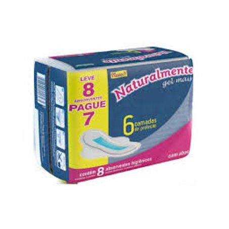 ABSORVENTE NATURALMENTE GEL C/ABAS C/8            