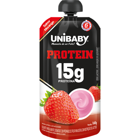 Iogurte Unibaby 160g Whey Protein Morango Pouch
