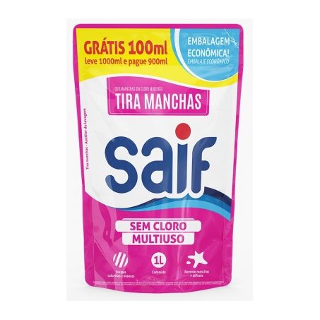 Alvejante tira manchas Saif sem cloro sachê 1L