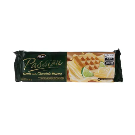 Biscoito Wafer Passion Limão Chocolate Branco 80G