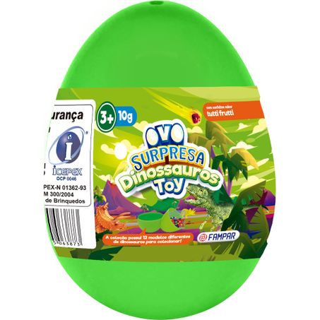OVO SURPRESA COM CONFEITO DINOSSAURO TOY 10G