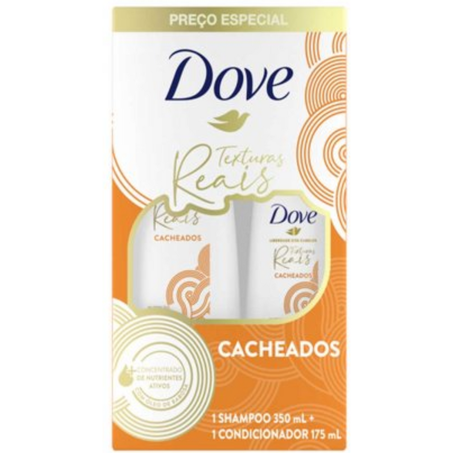 Kit dove shampoo 350ml+ condicionador 175mltextura reais cacheados