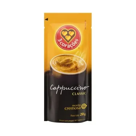 Cappuccino 3 Corações Solúvel Classic Sachê 20g 
 