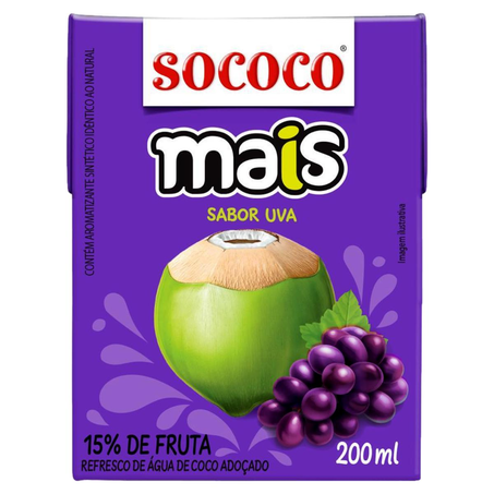 Água de Coco Sococo 200ml - Uva - TP